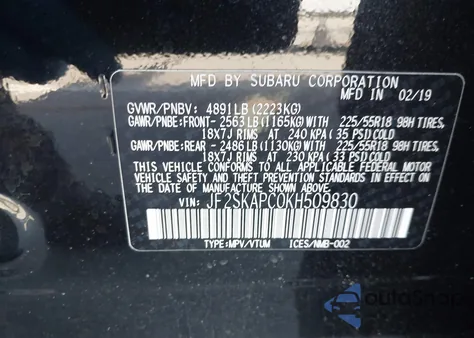 2019 Subaru Forester Sport из США, поврежденный, VIN JF2SKAPC0KH509830